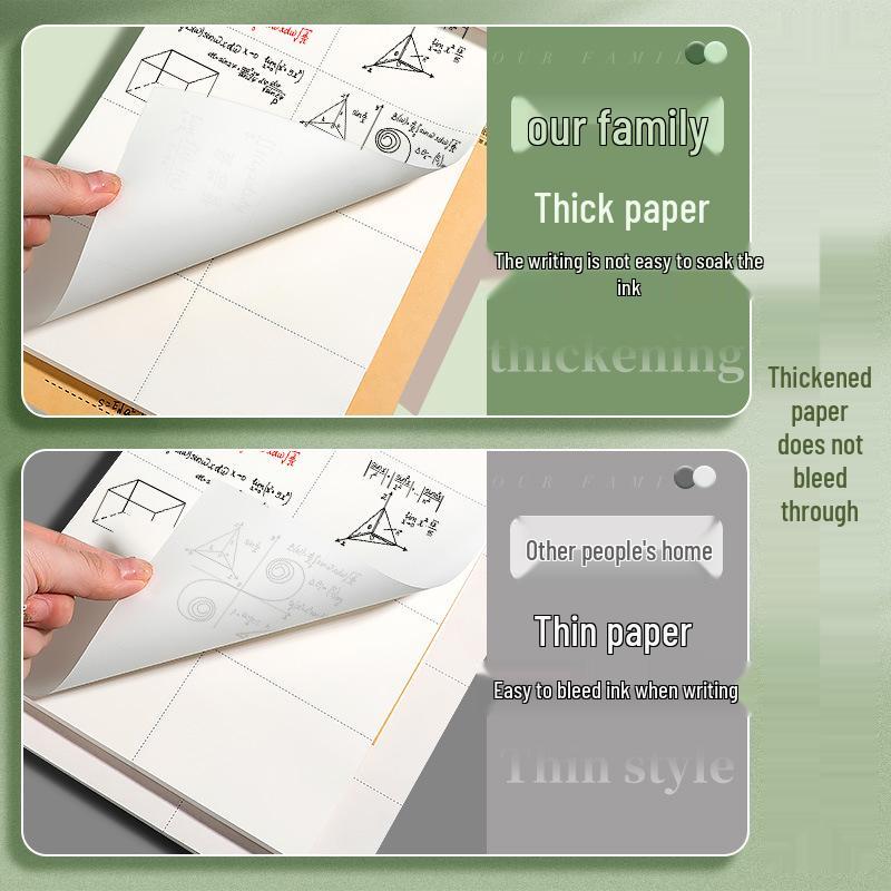 Elementary School Thickened Sectioned Draft Notebook with Beige Eye-Protection Math Paper