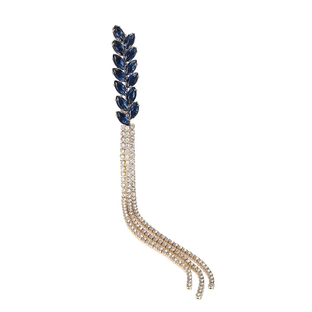 Elegant Women's Brooch with Long Thread Lapel Pin Stylish Wheat Ear Jewelry Flowing Fringe Sparkling Crystal Lapel Pins