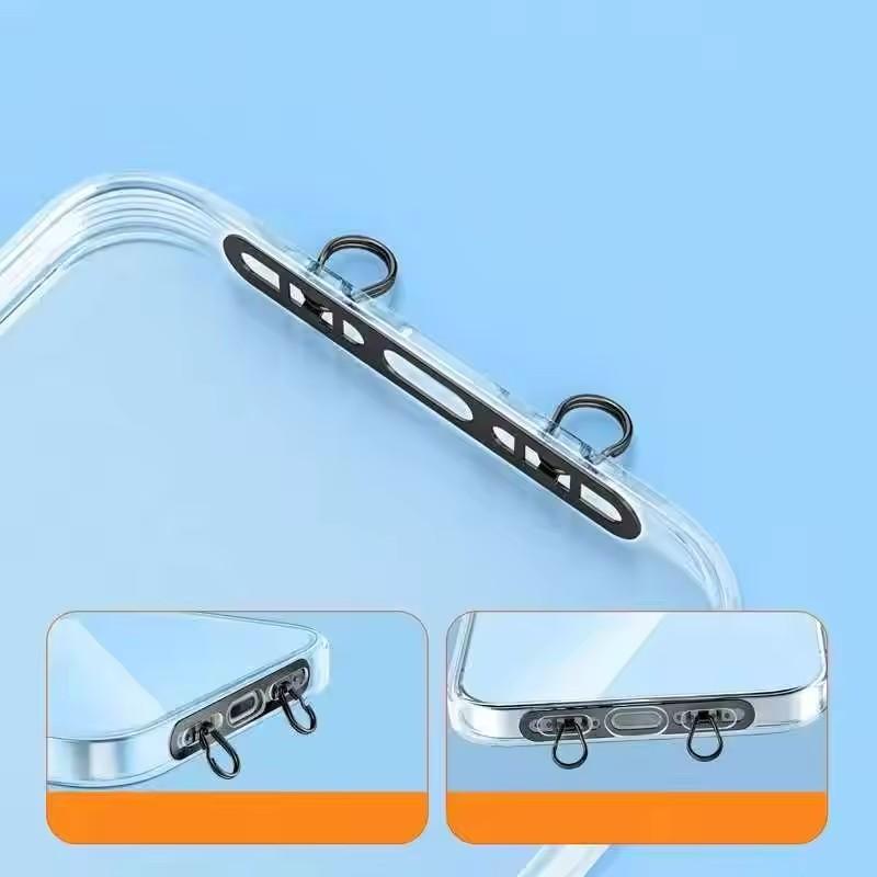 1-4PCS Stainless Steel Mobile Phone Lanyard Patch Side Hanging Clip Double Buckle Phone Straps Gasket Metal Connect Piece for