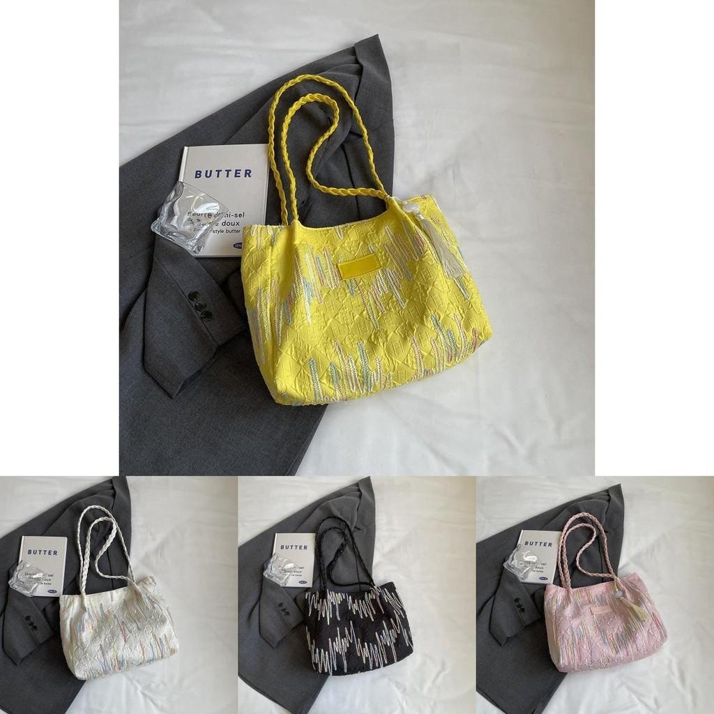 Stylish Casual Shoulder Bag 2024 Trendy Canvas Tote Bag In Colorful Stripes For Women