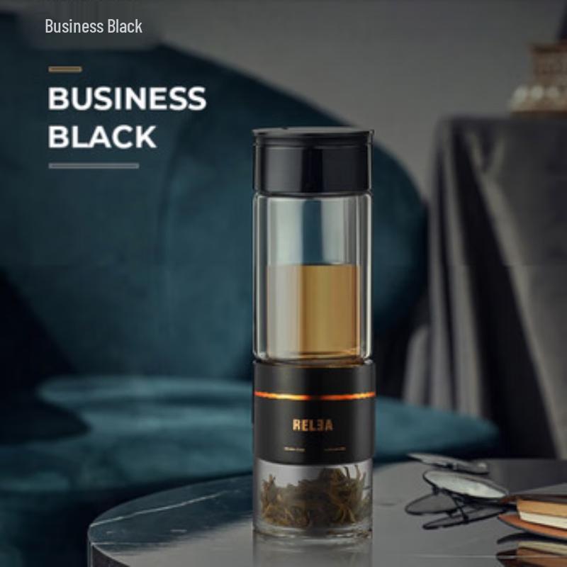 RELEA Double-Layer Tea Infuser Glass Bottle