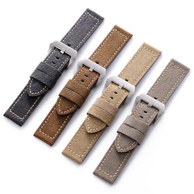 20mm 22mm 24mm Drobės Odos Laikrodžio Dirželis Panerai Juodas Rudas Chaki Nailoninis Dirželis Universalus Laikrodžio Dirželis Vyrams Moterims Sportinis Riešo Dirželis
