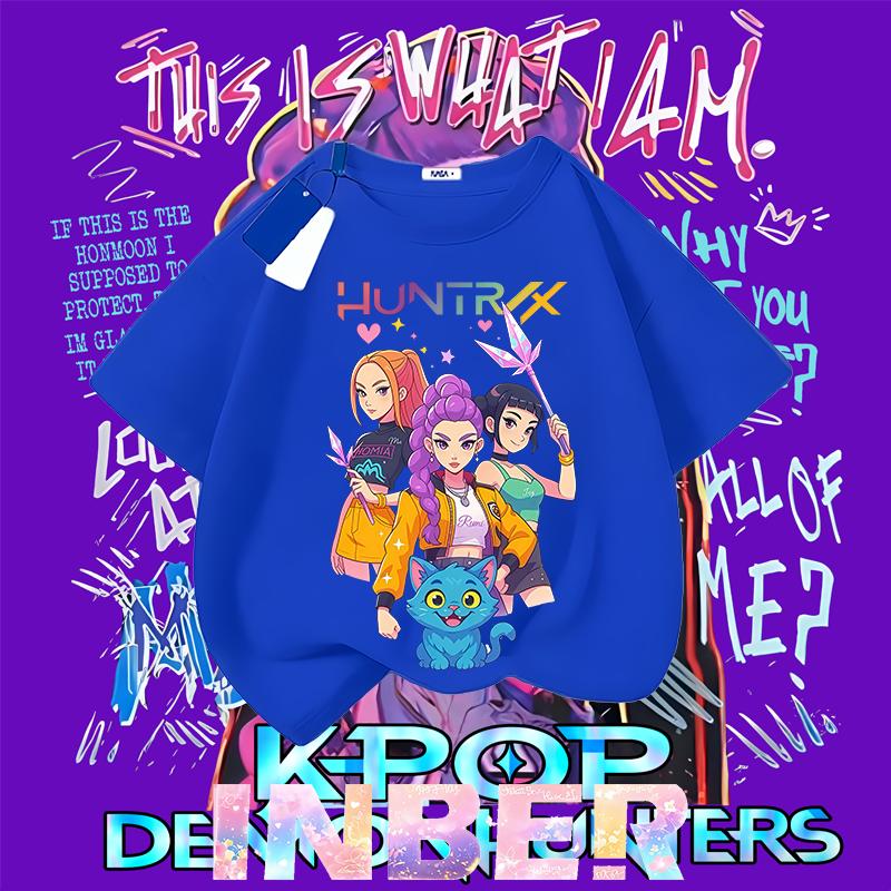 Kpop Demon Hunters Children's Clothing Short Sleeve T-shirt Cute Kpop Demon Hunters Tiger Harajuku Tshirt for Boys Girls