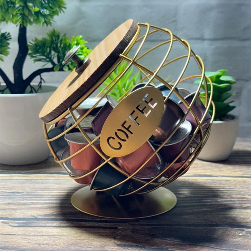 Iron Art Coffee Capsules Storage Rack Convenient Diagonal Basket for Kitchen Countertop Espresso Pods Storage Container