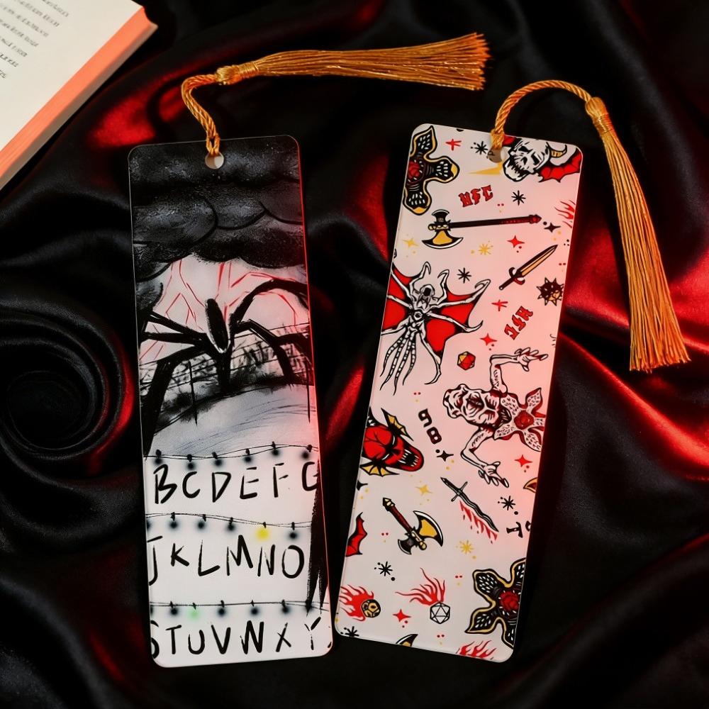 Hot Creative Reader Accessories Movie Horror Acrylic Bookmark Withtassel For Bookworm Student Stationery Teacher Office Supplies