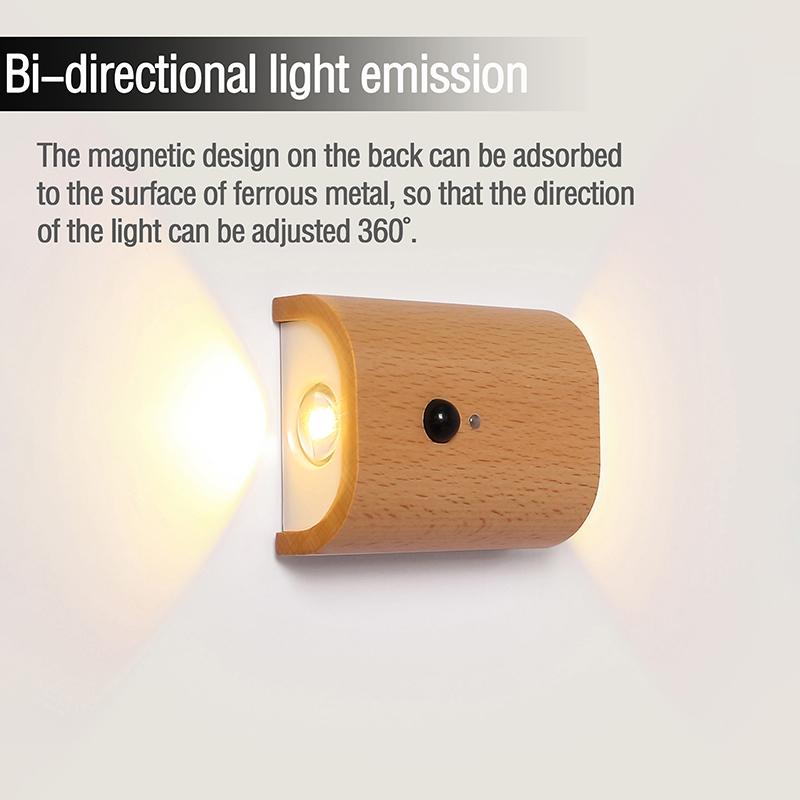 Gift Induction Wall Lamp Sensor Wall Light ED Light for Bathroom Hallway Bedroom Wood LED Multipurpose Magnetic Wall Lamp