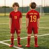 2026 Especial 2 Estrelas Yamal #19 Conjunto Camiseta Shorts de Futebol para Fãs Mulheres Homens Camisa e Shorts para Fãs da Espanha Conjunto de 2 Peças de Verão para Crianças