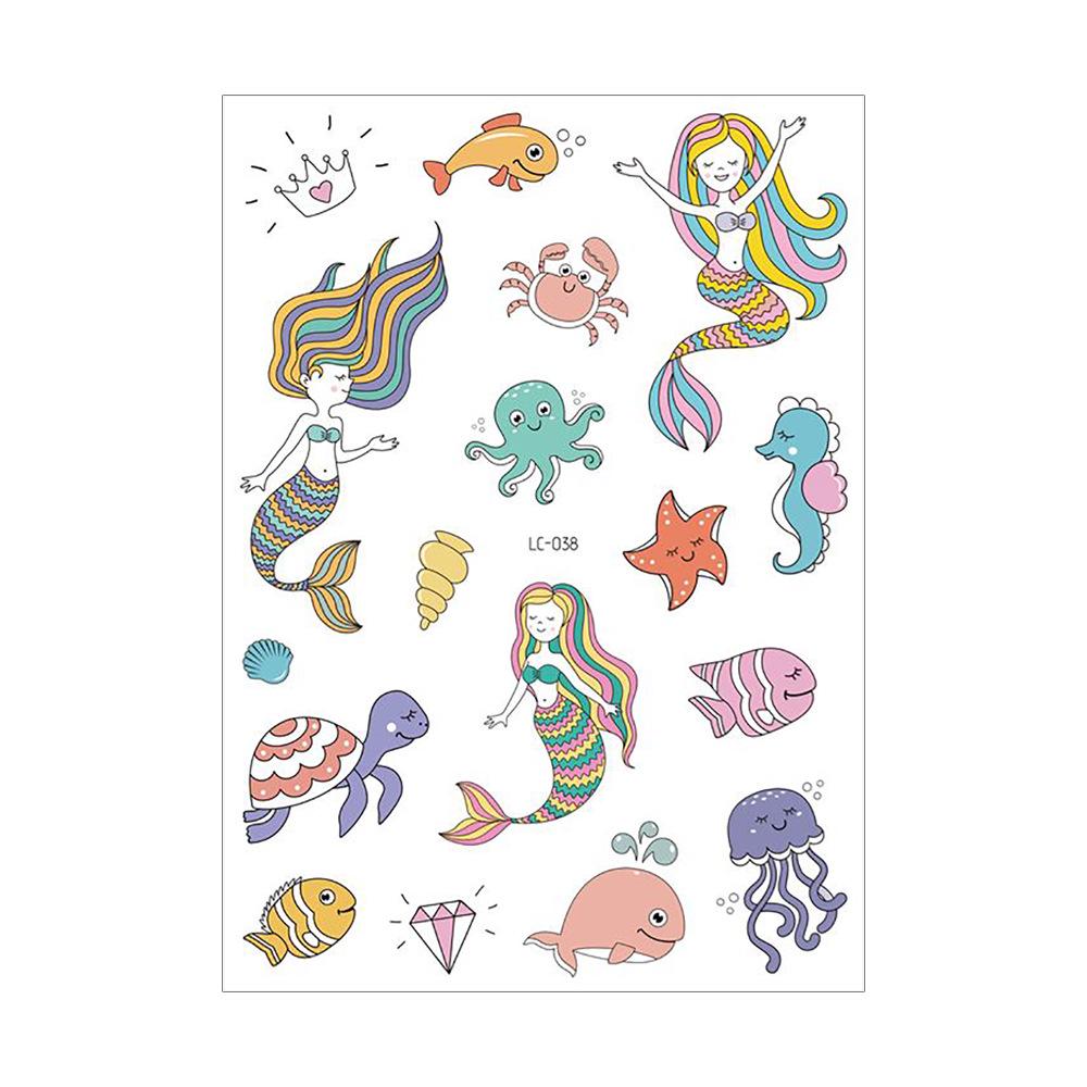In Stock Waterproof Hawaiian Mermaid Tattoo Stickers – Stylish Summer Beach Party Tattoos 210*150mm