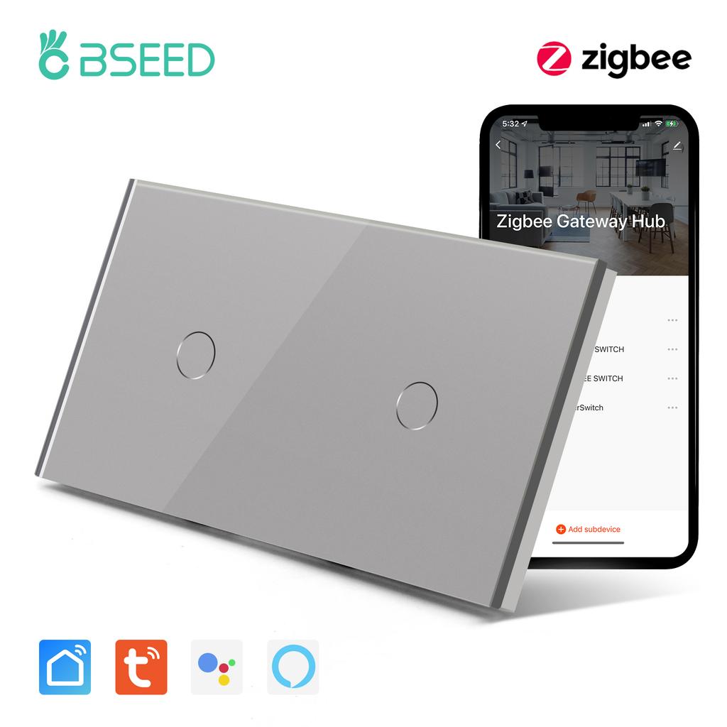 BSEED 2/3/4/6-fach Zigbee Smart EU Einzel-Phase 157mm Touch-Lichtschalter Glaspanel Smart Switch Alexa Smart Life Kompatibel