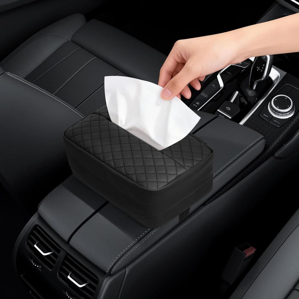 YAVIV Car Tissue PU Fits Dimensions Up To X X Mounts To and Sun Keeps Your Car Stylish Tissue Holder Holder, Leather, 22.54 12.07 8.81 Cm, Headrests,