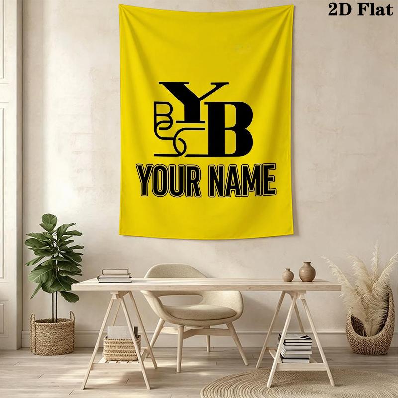 Custom Name BSC Young Wall Tapestry Aesthetic Wall Hanging Printed Fabric Blanket Decorative Tapestries for Bedroom Living Room Home Decor