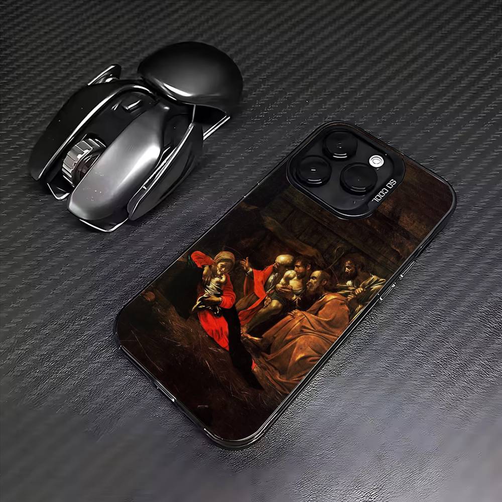 Caravaggio Paintings Phone Case For iPhone17,16,15,14,13,12,11 Plus,Pro Max Colored Silver Plated Inside Cover iPhone12PRO