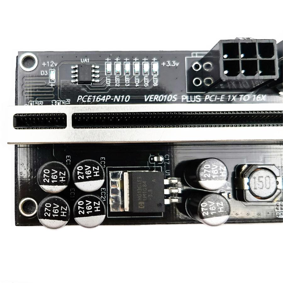6 Pcs PCIE adapter board 60cm USB3.0 Cable Newest  010S Plus GPU Riser Card SATA
