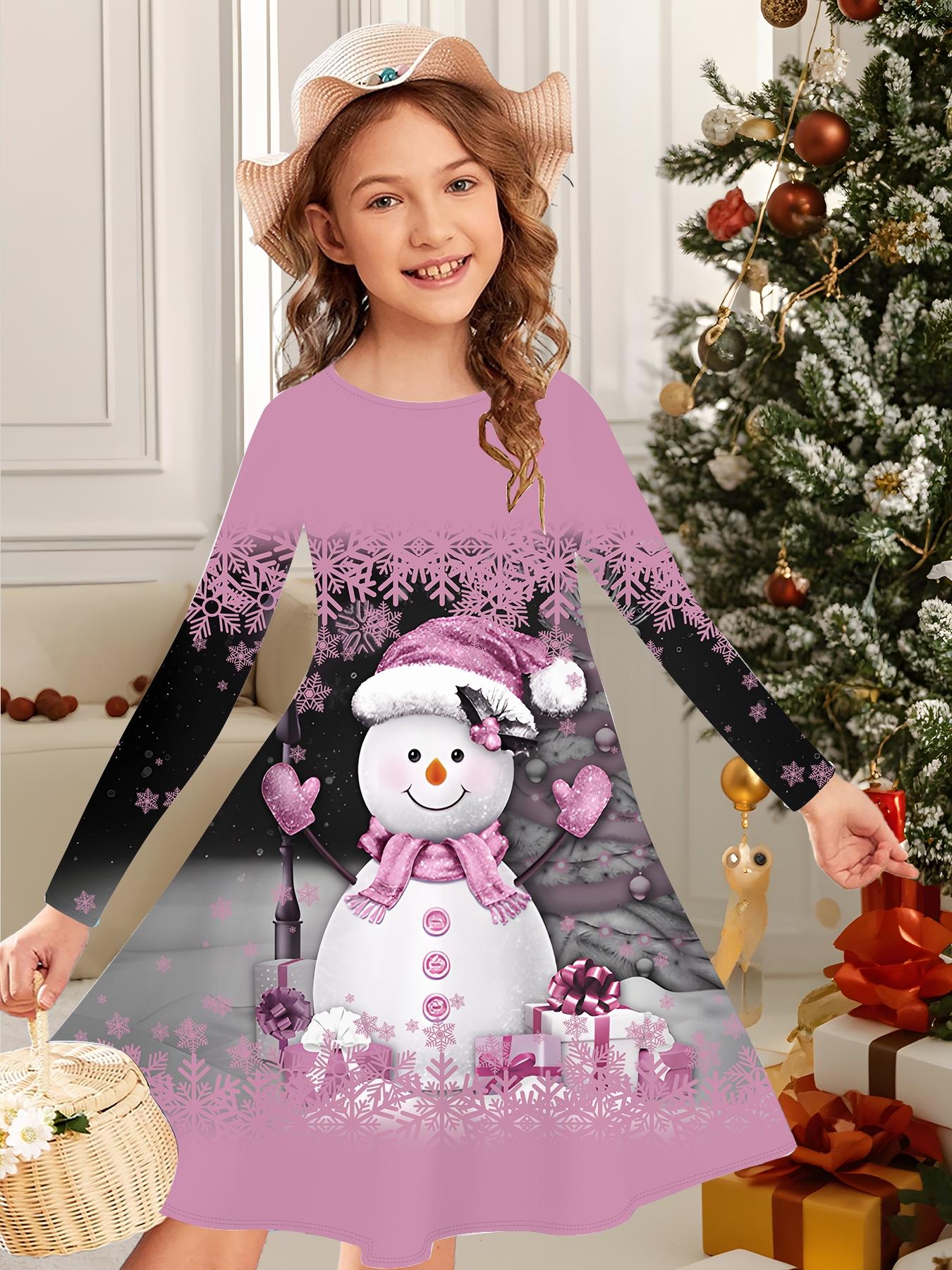 

Модное осенне-зимнее платье для девочек, 3D Рождественский принт, Круглый вырез, Длинное детское платье-футболка, Повседневное универсальное, Рождественская одежда 170 фиолетовый