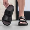 Summer New Men's Comfortable Top Layer Cowhide Explosive Latex Pad Slippers Fashionable Outdoor Men's Non Slip Beach Sandals