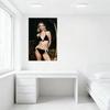 Sexy Blonde Woman Black Bikini High-Cut Lace Trim Tin Sign Vintage Metal Poster Dark Green Background Wall Decor for Home Bar Ca
