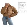 Women's Cotton-Padded Coat Lightweight Solid Color Warm Jacket with Drawstring Hem Stand Collar Zipper Short Padded