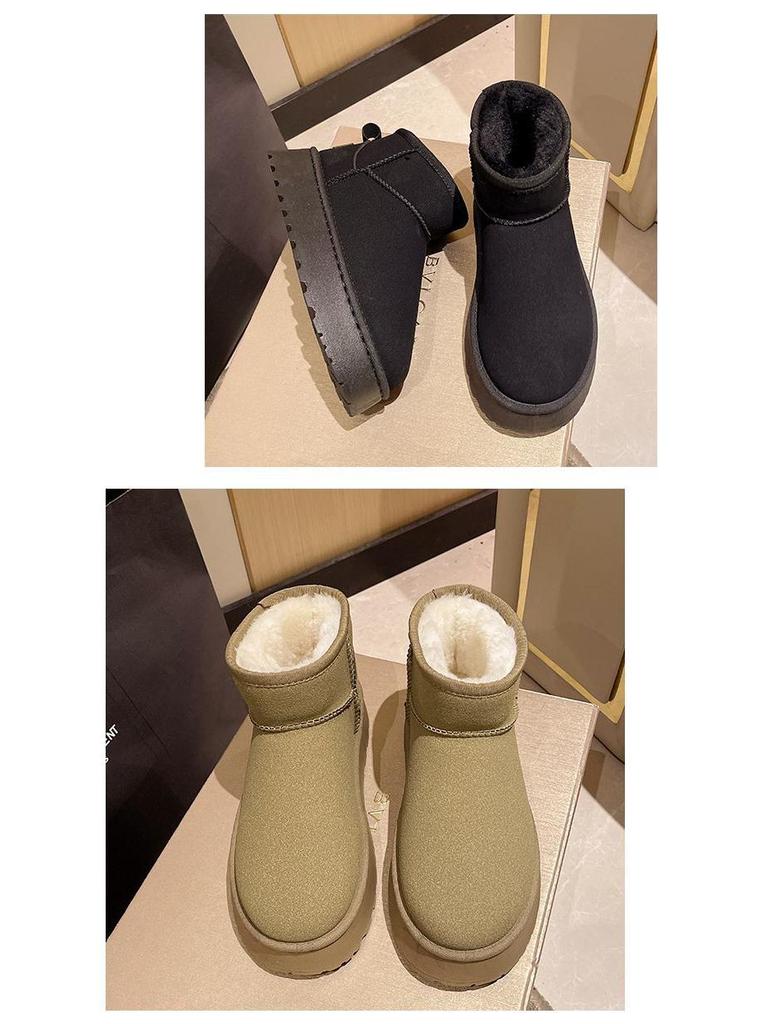 Dam 2024 Plattform Snökängor - Tjocksulade, Vattentäta, Halkfria, Plus Sammet Varma Utomhus Vinterskor