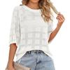 Camicette traforate tinta unita a mezza manica da donna, casual, stile Y2k, magliette in maglia, leggere, stile retrò, top estivi