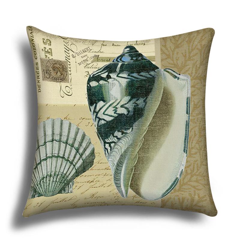 Linen Pillowcase, Marine Life Printing Cushion Cover 40x40 50x50 60x60, Suitable for Bed Car Sofa, Pattern Can Be Customized