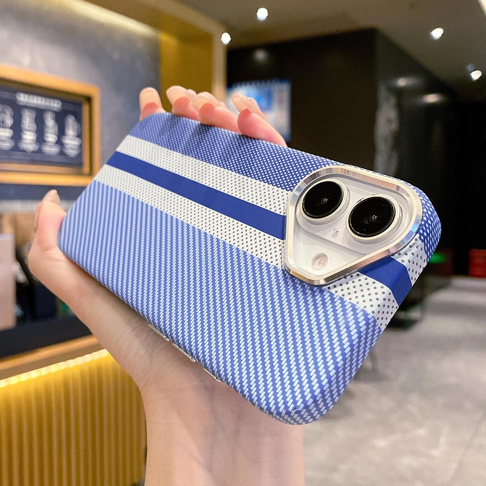 Striped Mountain Pattern Carbon Fibre Magnetic Phone Case for iPhone 16 15 14 13 12 11 Pro Max Magsafe Charging Hard Back Cover