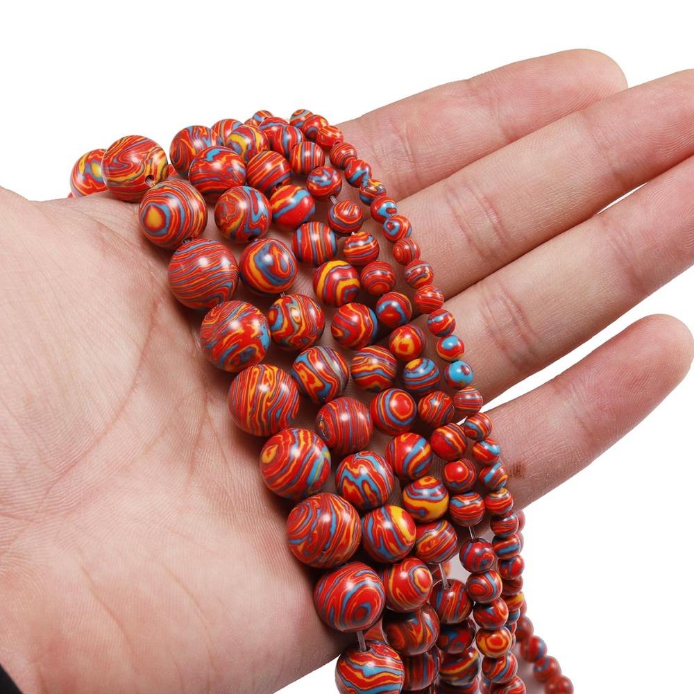 Round Spacer Loose Beads India Bead Multicolor 1strand/lot 4 6 8 10 12 Mm Malachite Bead Jewelry Findings DIY Necklace Bracelet