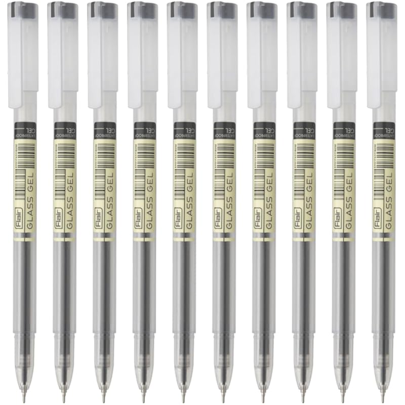 FLAIR Glass 0.6mm Gel Pen | Water Proof Ink For Smooth Flow System | Low-Viscosity Ink For Smudge Free Writing | Quick D