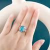 BELLA BOX Imitation S925 Thai Silver Temperament Turquoise Petal Open Ring For Women Wedding Engagement Party Trendy Jewelry