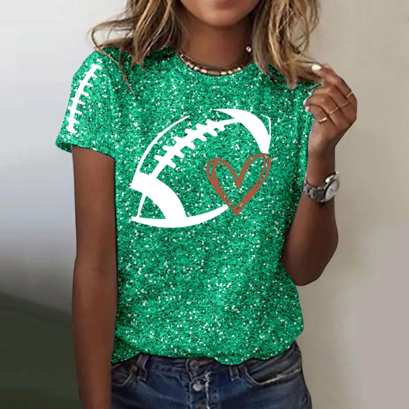 

Женский модный повседневный свободный пуловер с коротким рукавом и принтом с круглым вырезом M зелёный