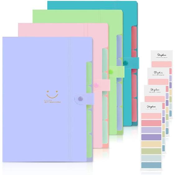 SKYDUE Expanding File Folders with 5 Pockets, Accordion File Organizer with 32 Labels, Portable Document Paper Organizer, Filing Folders, Letter / A4