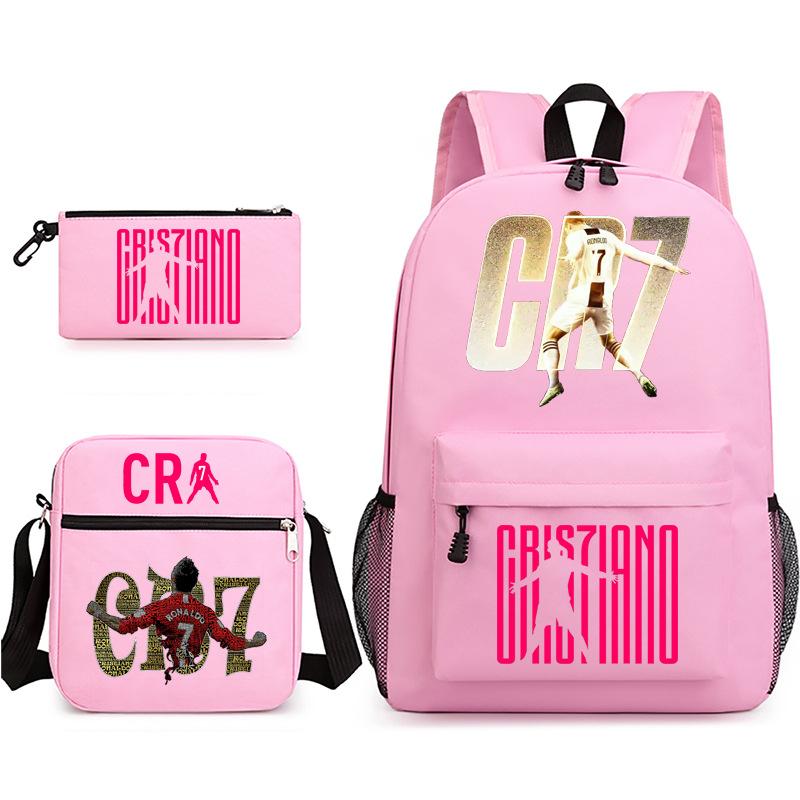 2023C Luo Surrounding Character Printed Backpack Three-piece Student School Bag + Shoulder Bag + Pencil Case Set