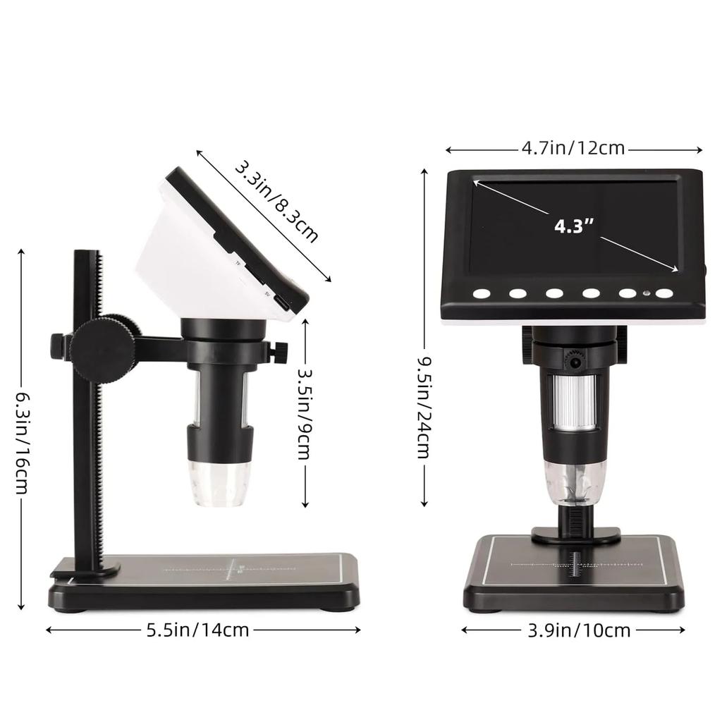 Precision Inspection Microscope 1000X Magnification 8 LED Lights 32GB Memory Detailed Observation Analysis