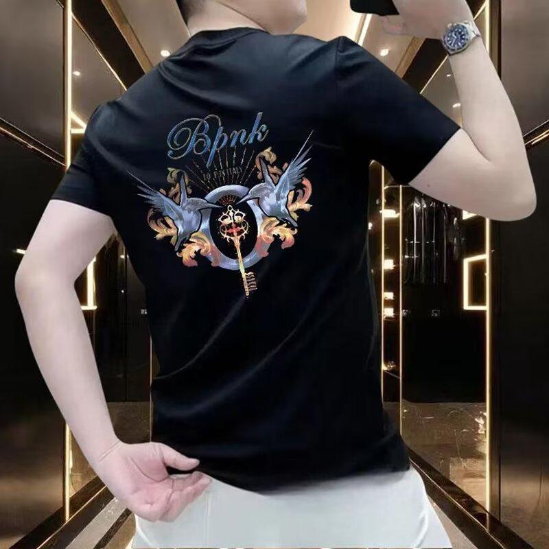 Men Casual Short Sleeve Back Graphic Printed Round Neck Fashion Daily T Shirt S чёрный