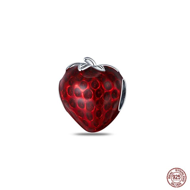 New 925 Sterling Silver Red Color Series Heart Shape Charms Beads Lucky Jewelry Gifts
