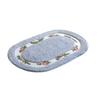 Practical Fluffy Rose Pattern Door Mat Nonslip Absorbent Bath Mat Thickened Pastoral Style Oval Floor Rug Porch