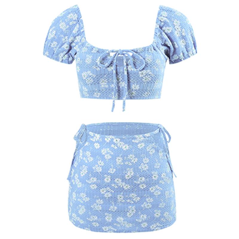 

Шикарный комплект бикини «Дейзи» из трех частей: Стильный купальник для женщин от интернет-знаменитости для отдыха на море L синий