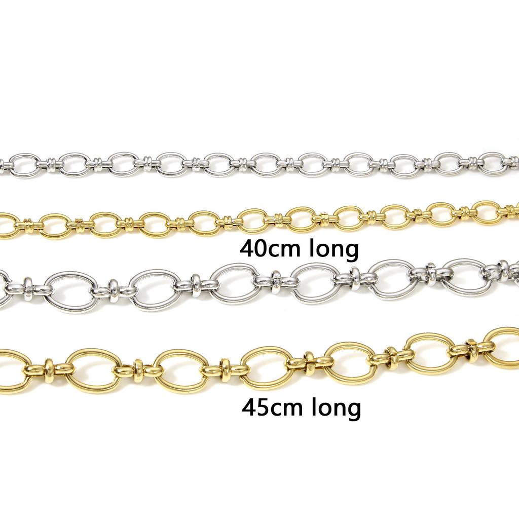 1 Piece 304 Stainless Steel Oval Chain Necklace For Women Men Chain Necklaces Diy Punk Handmade Jewelry Supplies 40/45cm Long