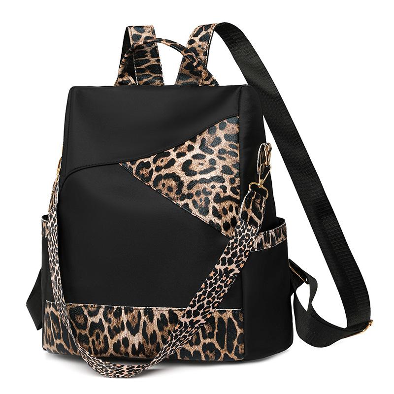 

Рюкзак Anti-Theft, женский, большой емкости, дорожный рюкзак с леопардовым принтом, многофункциональная сумка через плечо чёрный/коричневый