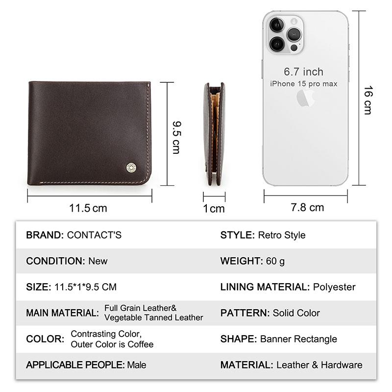 CONTACT'S Genuine Leather Vintage Short  Men Wallet Card Holder RFID Small Male Coin Purse Wallets