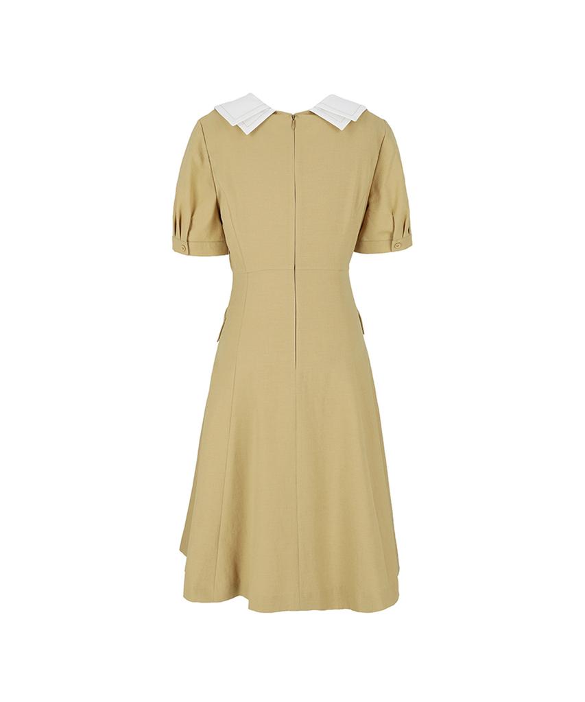 VISITINNEWYORK Contrast Collar Puff Sleeve Short Sleeve Dress (Vz5Op3H)