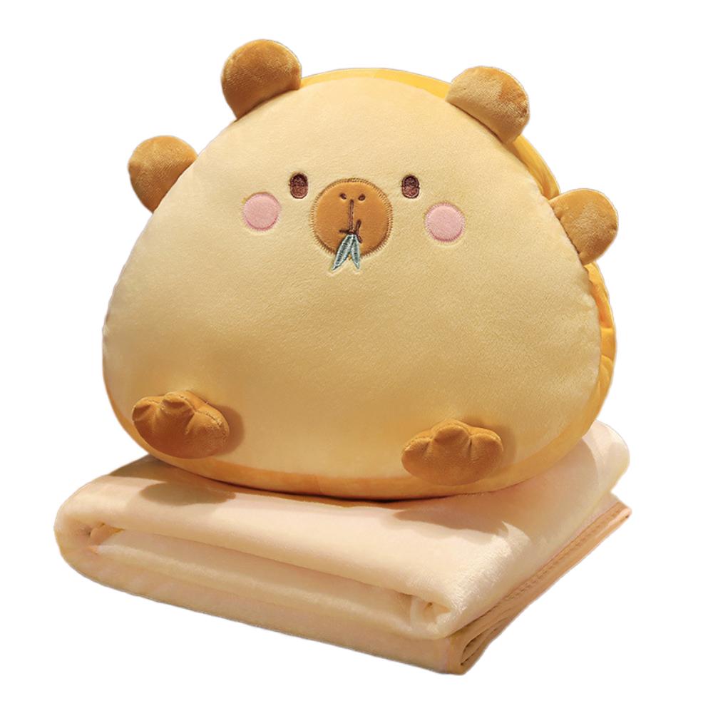 Stuffed Capybara Cartoon Hand Warmer Air Conditioning Blanket Office Backrest  Bedside