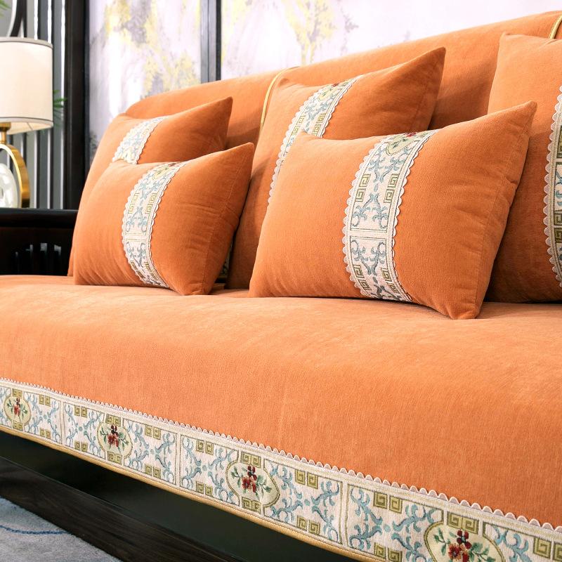 New Chinese Sofa Cushion Four Seasons Universal Non-Slip Light Luxury and Simplicity Modern Backrest Towel Chenille Cover Cloth Cover Cover