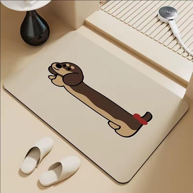 Cartoon Puppy Bathroom Mat Super Absorbent Foot Mat Non-Slip Quick-Drying Bath Mat Cute Dog Floor Mat Footpad Home Decor 40x60cm