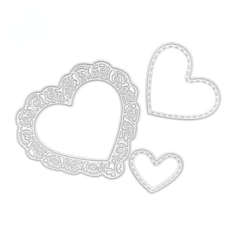 3 Pcs Love Heart Lace Metal Cutting Dies Stencils for DIY Scrapbooking/photo Album Decorative Embossing DIY Paper Cards