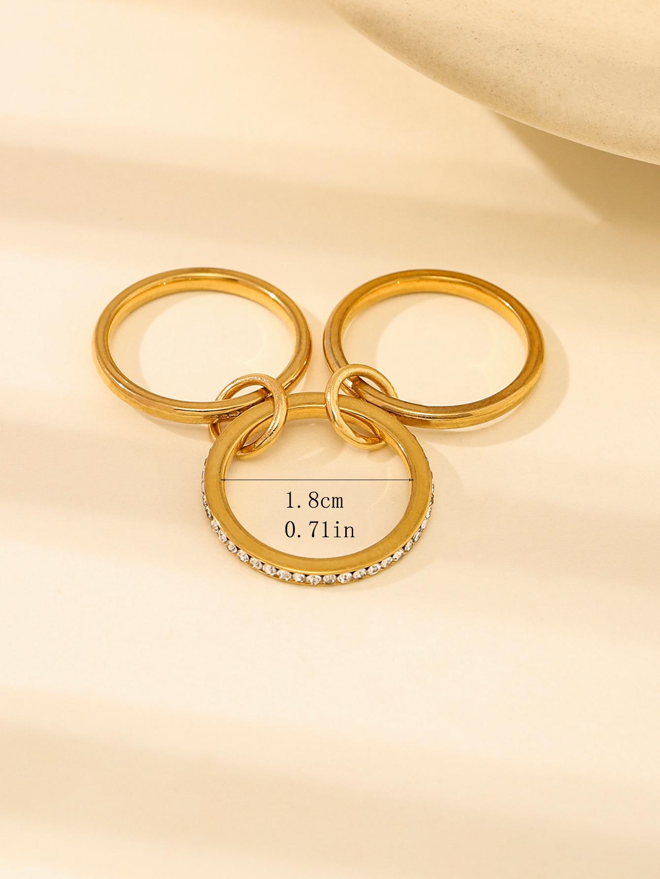 

18k Gold Three-Layer Copper Zircon Ring - Non-fading Hip-hop Style Niche Jewelry