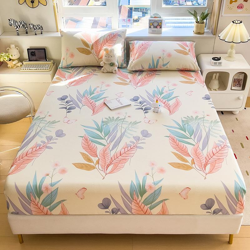 100%Cotton Fitted Bed Sheet Flower Printed Bed Sheet Single/Queen/King Size Fundas De Comfortable Fitted Sheet