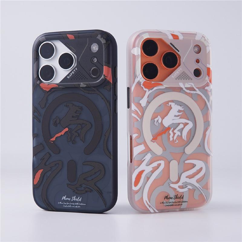 Custodia Protettiva con Lente Opaca Cavallo Astratto Graffiti Per iPhone 17 Air 17Pro 16 17Pro Max Per Copertura Caricatore Wireless Magsafe