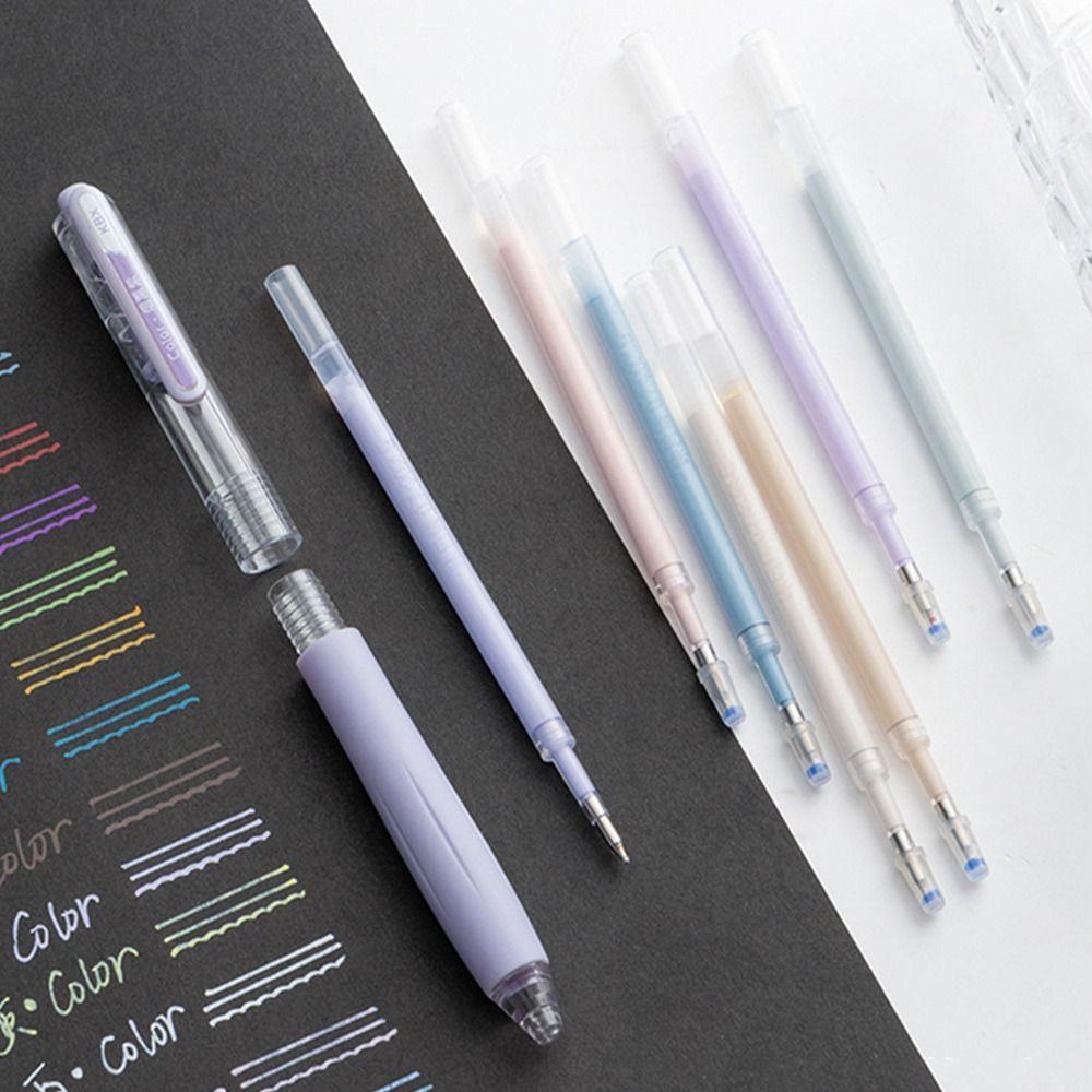 6Colors/Set Press Type Colored Gel Pen Students Diary Marking Drawing Colored Pen Students