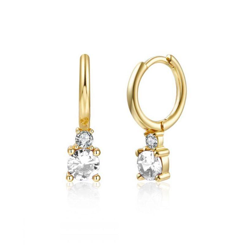 925 Silver Ear Needle White Crystal Gold Earrings for Women Luxury Water drop/Heart/Flower Pendant Earring Fine Jewelry