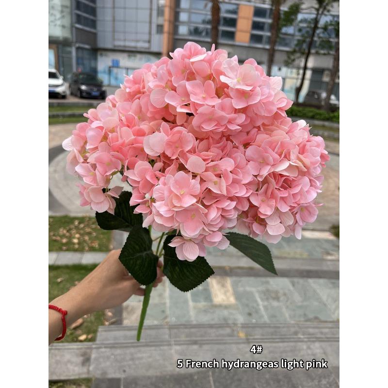

Large Size 5 Heads Artificial Flowers 50cm White Pink Hydrangea Silk DIY Wedding Bridal Bouquet Fake Flowers Home Party Decoration светло-розовый